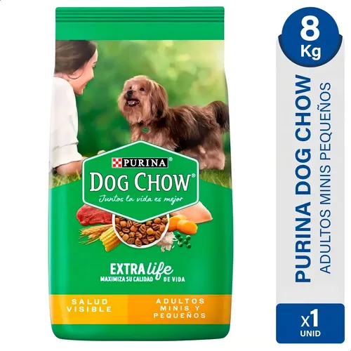 ALIMENTO DOG CHOW ADULTOS MINIS PEQUEÑOS SALUD VISIBLE 8KG