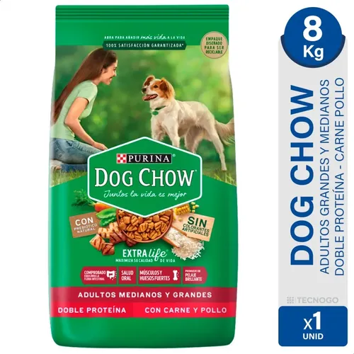 ALIMENTO DOG CHOW DOBLE PROTEINA ADULTOS GRAN MEDIANOS 8K
