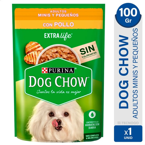 ALIMENTO DOG CHOW POUCH ADULTOS MINI PEQUE POLLO 100G