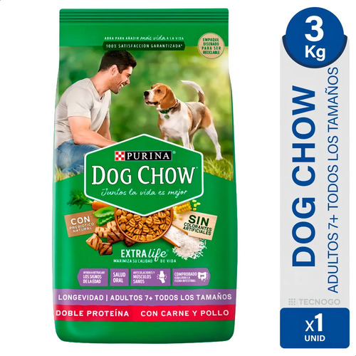 ALIMENTO DOG CHOW LONGEVIDAD S/COLORANTES 3K
