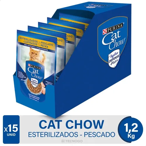 CAJA  ALIMENTO CAT CHOW GATOS ESTERILIZADOS PESCADO HUME X15