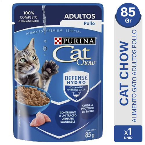 ALIMENTO CAT CHOW ADULTOS POLLO POUCH HUMEDO 85G
