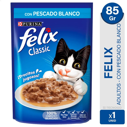 ALIMENTO GATOS FELIX PURINA PESCADO BLANCO HUMEDO 85G