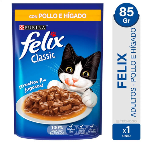 ALIMENTO HUMEDO GATOS FELIX PURINA POLLO E HIGADO 85G